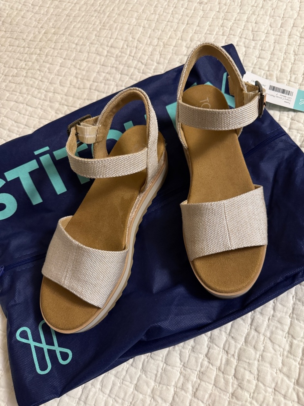 Toms  Canvas Platform Wedge Sandal-Off White